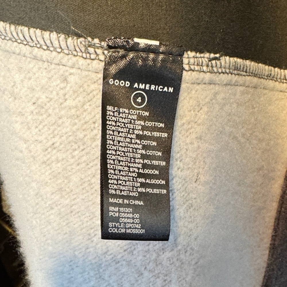 EUC Good American 2 Tone Olive Gray Fleece Mixed Media Midi Trench - Picture 10 of 14